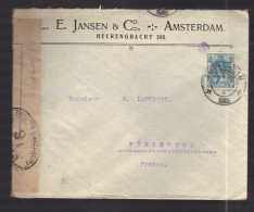 PAYS-BAS 1914/1918 Usages Courants Obl. S/enveloppe Censure Militaire Française - Briefe U. Dokumente