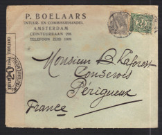 PAYS-BAS 1914/1918 Usages Courants Obl. S/enveloppe Censure Militaire Française - Cartas & Documentos