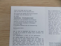 Doodsprentje Marcel Parmentier Kortrijk 30/9/1921 Bissegem 24/7/1985 ( Blanche Quaghebeur ) - Religion & Esotérisme