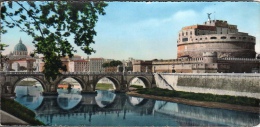 1959 ROMA CARTOLINA PANORAMICA 10X21,5 CASTEL SANT'ANGELO V SEE 2 SCANS - Castel Sant'Angelo