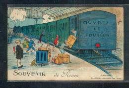 76 - Souvenir De ROUEN, Carte à Système, Train, Editeur ARTAUD - Rouen