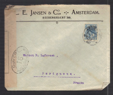 PAYS-BAS 1914/1918 Usages Courants Obl. S/enveloppe Censure Militaire Française - Cartas & Documentos