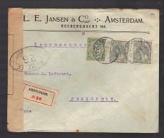 PAYS-BAS 1914/1918 Usages Courants Obl. S/enveloppe Recommandée Censure Militaire Française - Storia Postale