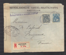 PAYS-BAS 1914/1918 Usages Courants Obl. S/enveloppe Recommandée Censure Militaire Française - Storia Postale