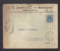 PAYS-BAS 1914/1918 Usages Courants Obl. S/enveloppe Censure Militaire Française - Brieven En Documenten