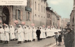 YSSINGEAUX PROCESSION DES PENITENTS BLANC NE SORTANT QUE LE JEUDI-SAINT CARTE COLORISEE RARE - Yssingeaux