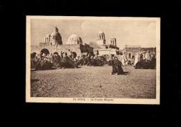 EL OUED Algérie : La Grande Mosquée  Place Du Marché ( Animée Chameaux Camel )  Rare Cpa - El-Oued