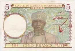 BANQUE DE L' AFRIQUE OCCIDENTALE - 5 Francs. Valeur Rouge - - Autres - Afrique