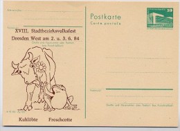DDR P84-18-84 C73 Postkarte Zudruck KUH FROSCH Dresden 1984 - Cartes Postales Privées - Neuves