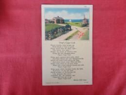 - Massachusetts > Cape Cod  Poem-- Thats Cape Cod By Bernice Hall Legg  Not Mailed    Ref 1319 - Cape Cod