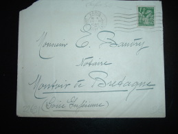 LETTRE TP IRIS 1F PERFORE SG (Fraude D'un Particulier) OBL.MEC. 28 XI 1940 PARIS GAER SAINT LAZARE (75) - 1939-44 Iris