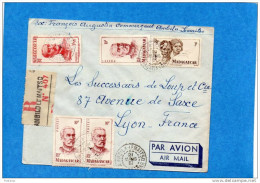 MARCOPHILIE-lettre  REC-MADAGASCAR-Cad AMBIA LEMAITSO- 1951-+5stamps Dest Françe - Brieven En Documenten