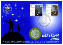 2 EURO BENEDETTO XVI ANNO 2009 BUSTA FILATELICO-NUMISMATICA ASTRONOMIA   FDC  ( UNC ) - Vatican