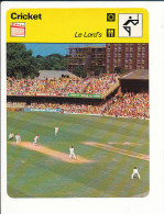 Fiche Illustrée Sport Jeu / Cricket / Le Lord's  // IM 01-FICH-SPORT - Sports