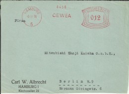 ALEMANIA REICH 1936  HAMBURG FRONTAL DE FRANQUEO MECANICO CEWEA CARL W ALBRECHT - Maschinenstempel (EMA)