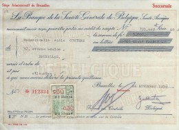 La Banque De La Société Générale De Belgique/ Mademoiselle Adéle Couture/Bruxelles /1936    BA12 - Banco & Caja De Ahorros