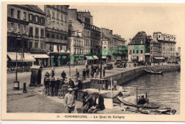 50 - CHERBOURG - LE QUAI DE CALIGNY - PUB TEXACO ET COGNAC OTARD - Cherbourg