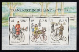 Ireland MNH Scott #826a Souvenir Sheet Of 3 Stanley Rover, Child's Horse Tricycle, Penny Farthing - Irish Cycles - Neufs