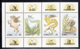 Ireland MNH Scott #1226a Souvenir Sheet - Mythical Creatures: Frog Prince, Pegasus, Unicorn, Dragon - 3 Gaelic 5 Eng Tab - Nuovi