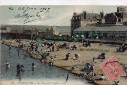 50 -   CHERBOURG - LA PLAGE ET LE CASINO   1907 - Cherbourg