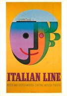 ILLUSTRATEUR Foré : AFFICHE POUR LA COMPAGNIE MARITIME "ITALIAN LINE". (1956). AUTOGRAPHE DE Foré AU VERSO. - Fore