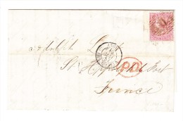 4 Pence Auf Brief London 18.5.1857 Nach F. Hippolyte De Fort - PD Rot - Zoll, Transit, Zug Und AK Stempel - Brieven En Documenten