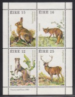 Ireland MNH Scott #483a Souvenir Sheet Of 4 Ermine, Hare, Fox, Red Deer - Irish Animals - Neufs