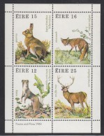 Ireland MNH Scott #483a Souvenir Sheet Of 4 Ermine, Hare, Fox, Red Deer - Irish Animals - Conejos