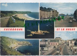 50 -  CHERBOURG -  ET LA HAGUE - BAIE D' ECALGRAIN- PLACE REPUBLIQUE- PHARE DE GOURY- NEZ DE JOBOURG- PONT TOURNANT - Cherbourg