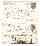 2 Brief An Captain Von Bath 30.1.1880 Nach Lahore India - Verschiedene Stempeln - Briefe U. Dokumente