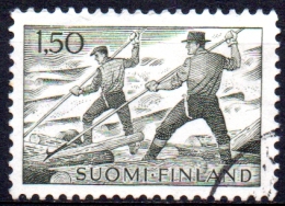 FINLAND 1963 Views - Loggers Afloat - 1m.50 - Green  FU - Used Stamps