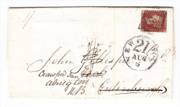 Brief 1854 Ab New-York Nach Edimburgh Danach Frankiert 1Penny Rot E.F. Rücksendung - Brieven En Documenten