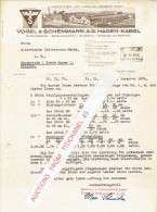Brief 1936 HAGEN-KABEL - VOGEL & SCHEMMANN - Maschinen Und Werkzeugfabrik Kabel - Sonstige & Ohne Zuordnung