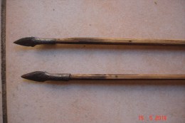 2 Flèches Origine Africaine L:58,5 Cms ,pointes: 4,5 Cms . - Knives/Swords