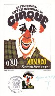 MONACO 2e Festival Du Cirque-Timbre Clown - Cachet 12-11-1975 Avec Signature (voir Scans) - Brieven En Documenten