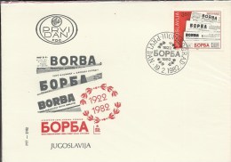 Newspaper Borba, Beograd, 19.2.1982., Yugoslavia, FDC PTT-2/82 - FDC