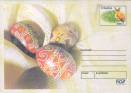 RABBIT, EASTER EGGS, COVER STATIONERY, ENTIER POSTAL, 2003, ROMANIA - Rabbits