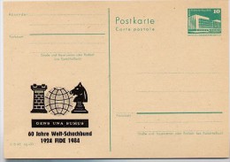 DDR P84-30-84 C81 Postkarte Zudruck 60 J. FIDE WELT-SCHACHBUND Rüdersdorf 1984 - Privatpostkarten - Ungebraucht