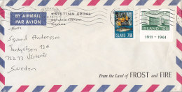 Iceland Airmail Par Avion KRISTINN ÁRDALL Keflavik Airport REYKJAVK 1973 Cover Brief To Sweden Fish Fische Block Stamp - Posta Aerea