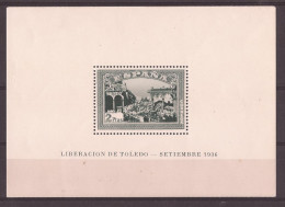 ES837-L4173THC.España.Spa In. Espagne.HOJITA VERDE DEL ALZAMIENTO NACIONAL.TOLEDO.1937. (Ed 837*) Con Charnela.LUJO - Souvenirbögen