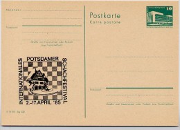 DDR P84-7-85 C111 Postkarte Zudruck SCHACHFESTIVAL CECILIENHOF Potsdam ** 1985 - Postales Privados - Nuevos