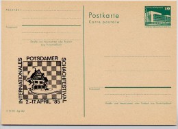 DDR P84-7-85 C111 Postkarte Zudruck SCHACHFESTIVAL CECILIENHOF Potsdam ** 1985 - Private Postcards - Mint