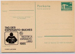 DDR P84-37-85 C130 Postkarte Zudruck ESPERANTO -BUCH LEIPZIG 1985 - Private Postcards - Mint