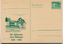 DDR P84-4-86 C137 Postkarte Zudruck THÄLMANN GEDENKSTÄTTE ZIEGENHALS 1986 - Privatpostkarten - Ungebraucht