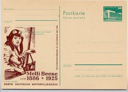 DDR P84-13a-86 C145-a Postkarte Zudruck MOTORFLIEGERIN MELLI BEESE Dresden 1986 - Private Postcards - Mint