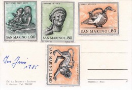 SAN MARINO 1985 - Satzfrankierung (4 Werte) Auf Ak S.Marino - Covers & Documents