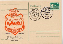 DDR P84-17a-86 C147-a Postkarte Zudruck KARNEVAL RÜDERSDORF Sost. 1986 - Cartoline Private - Usati