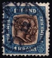 ~~~ Island Iceland 1907 - Christian IX + Frederik VIII  - 1 Kroner - Mi. 60 (o)  - CV 55.00 Euro  ~~~ - Used Stamps