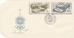 Czechoslovakia / First Day Cover (1968/02 B) Praha (1): Winter Olympic Games 1968 Grenoble (sleigh Rides, Ski Jumps) - Hiver 1968: Grenoble