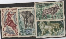 N269- FRENCH  EQUATORIAL AFRICA . SCOTT # : 195-198 . MH  - LIONS, ELEPHANT AND OTHERS - Ongebruikt